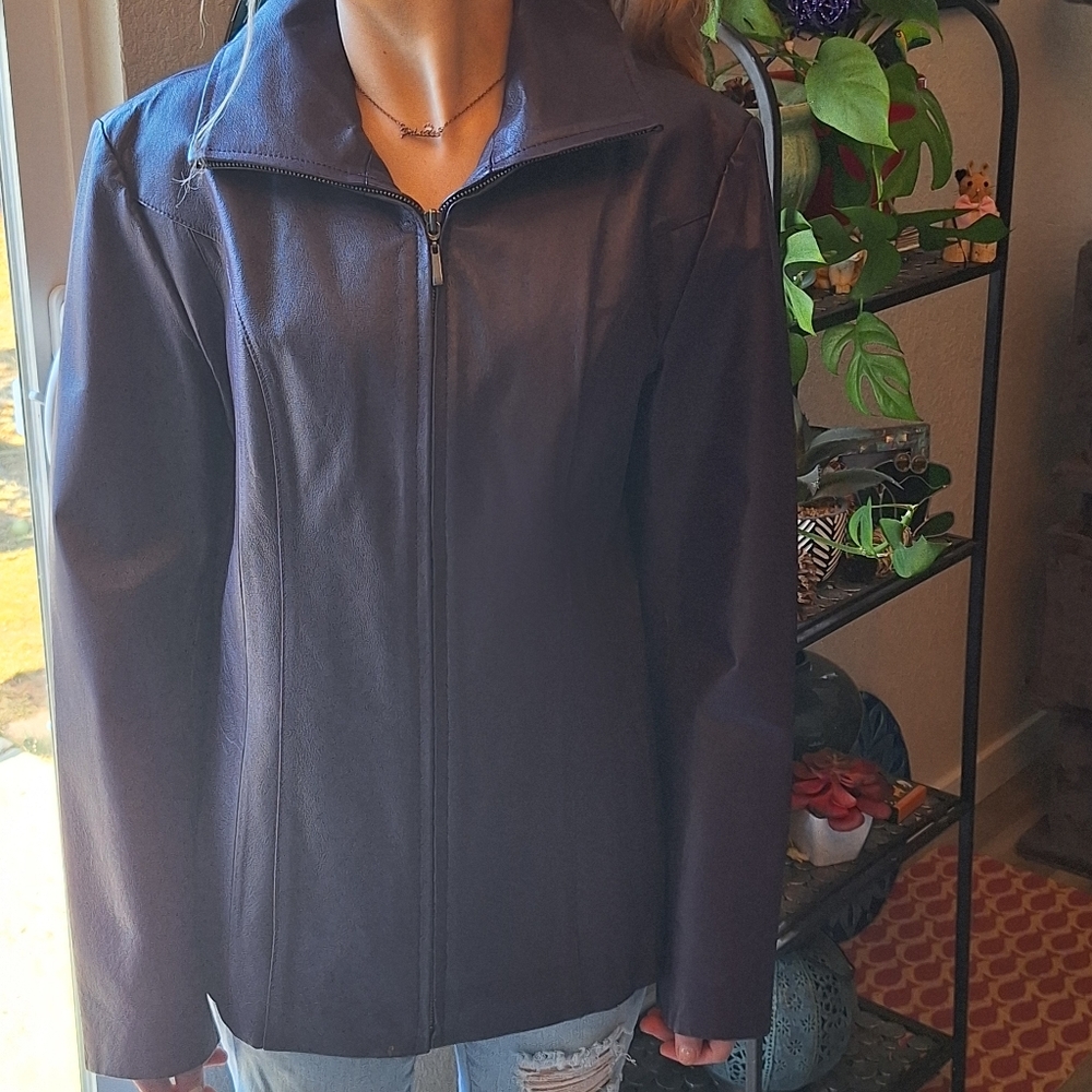 Eggplant Purple Leather Jacket